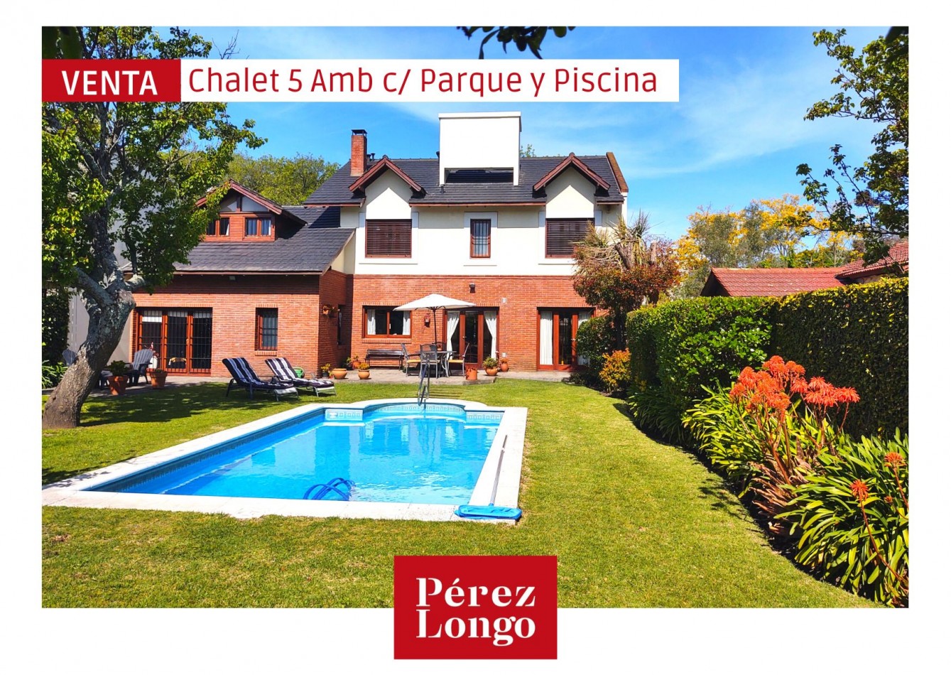 CHALET 5 AMB CON GARAJE, QUINCHO, PARQUE Y PISCINA