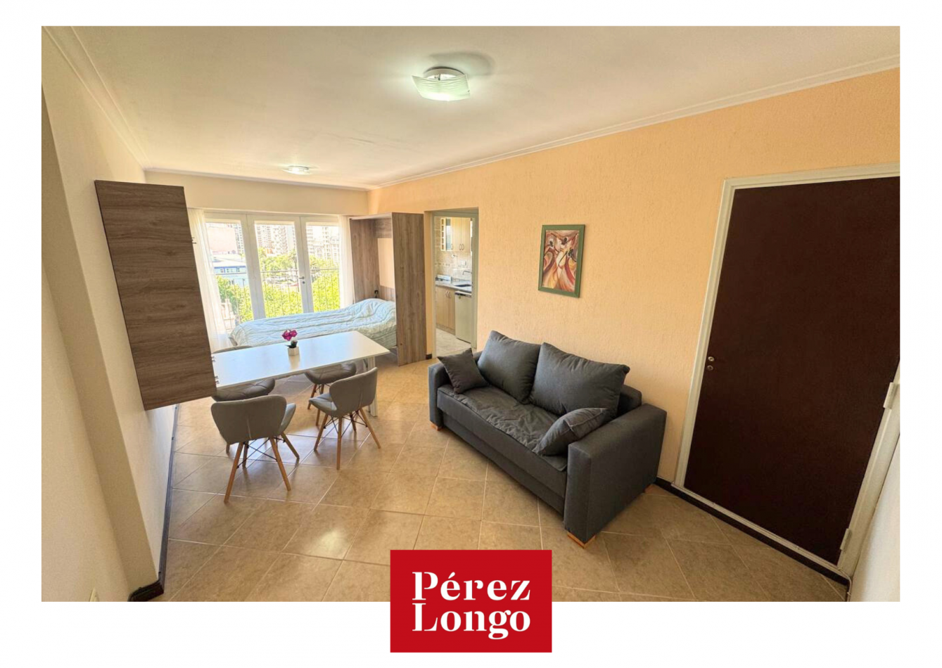 Departamento de un ambiente con balcond