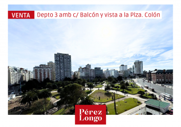 Departamento 3 ambientes con balcon y vista a la Plaza Colon