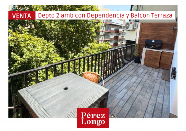Departamento 2 ambientes con dependencia y balcon terraza con parrilla